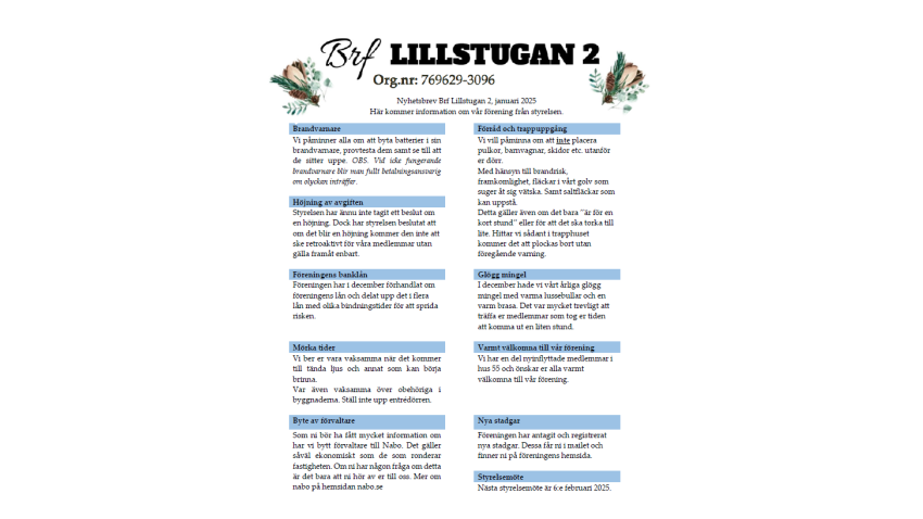 nyhetsbrev januari 2025